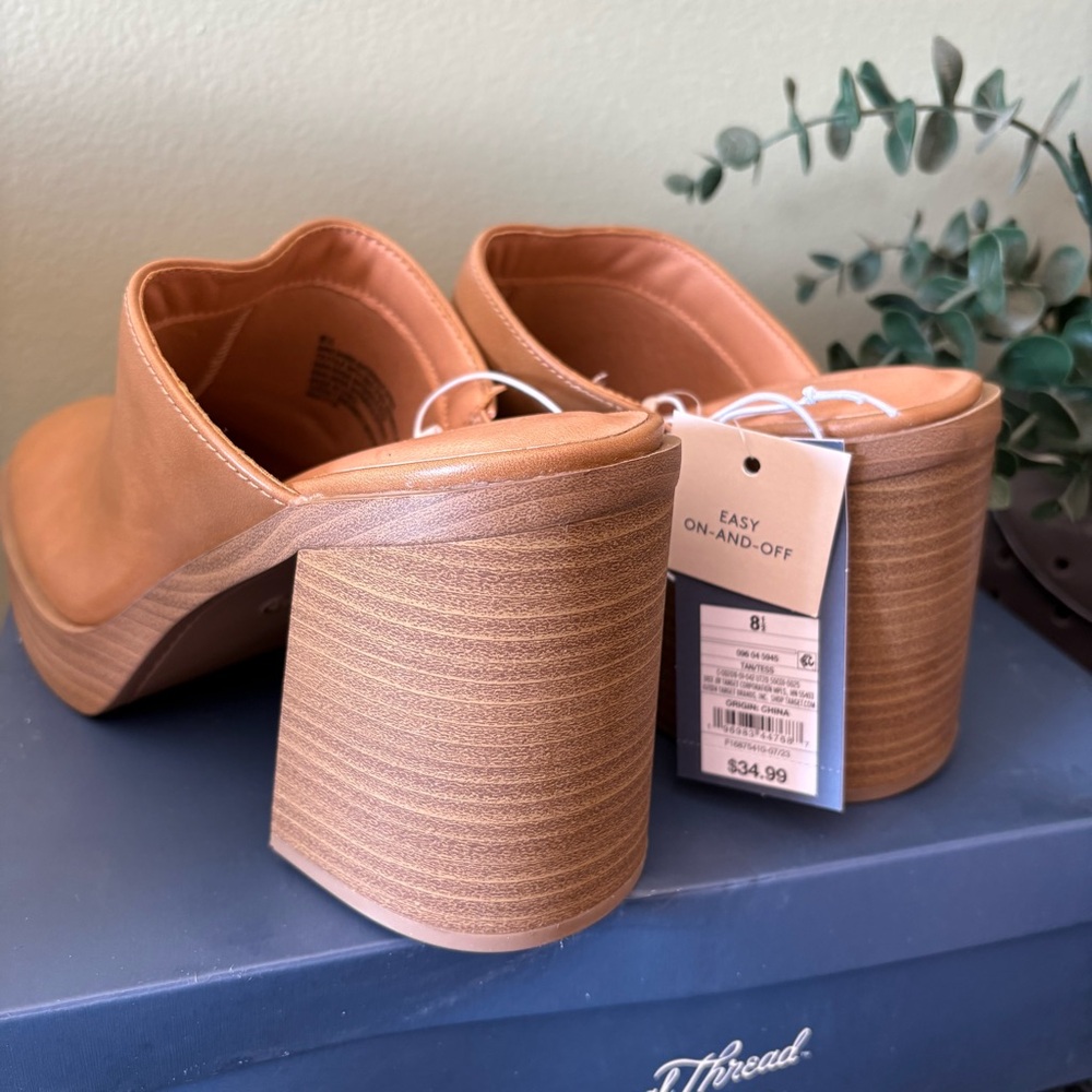 Universal Thread Cognac Leather Platform Mule Clo… - image 4